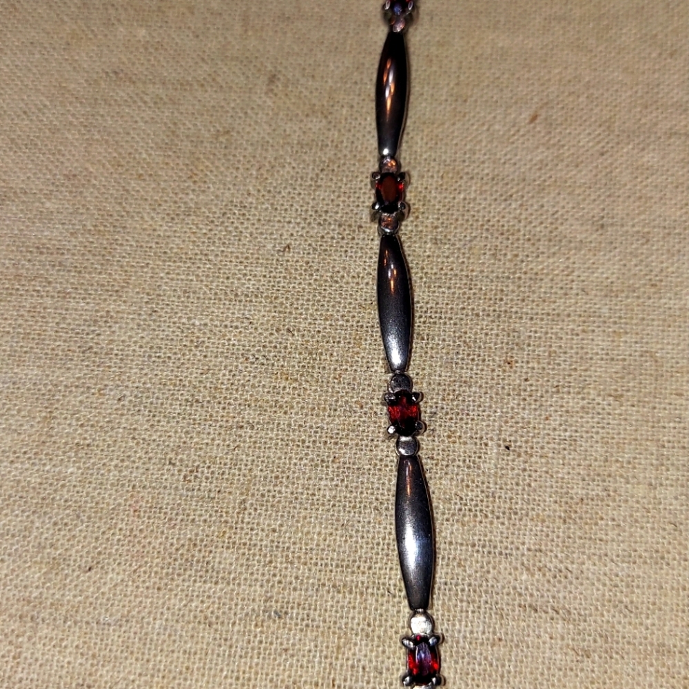 Garnet and Silver Bracelet